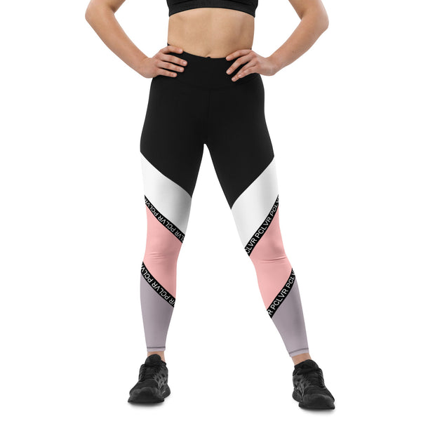 Color block leggings Black, White, Pink and Purple – peace-lover