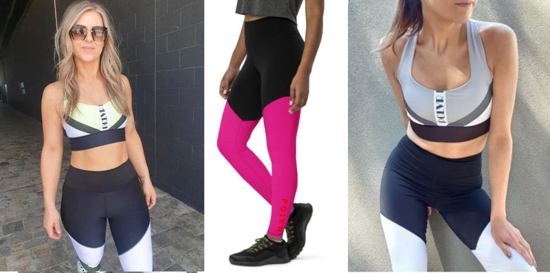 compression fitness leggings color block