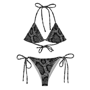 Black snake print bikini triangle side-tie