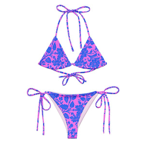 String bikini Neon Pink and Purple Floral