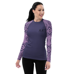 Women's Rash Guard Purple Lace, long sleeve surf shirt