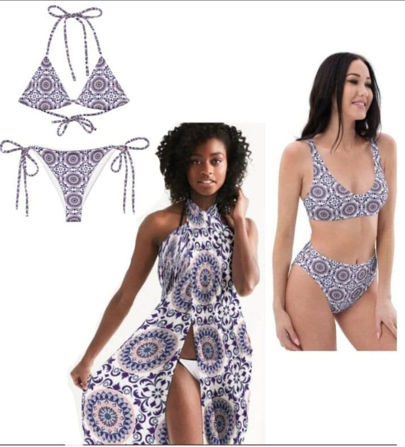 Bikini with matching sarong - high-waisted or tringle | peace-lover