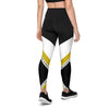 black and white leggings color block gold compression gym leggings  - 6