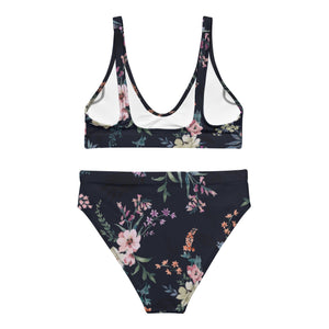 Black Floral high-waisted bikini | peace-lover