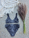 Black snake print bikini bottom - recycled, high-waisted | peace-lover