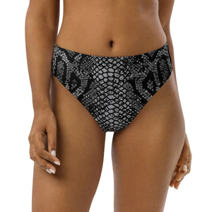 Black snake print bikini bottom - recycled, high-waisted | peace-lover