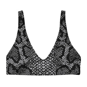 Black snake print bikini top - recycled, padded | peace-lover
