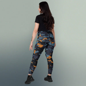 Camo leggings with side pockets Lux Blue | peace-lover