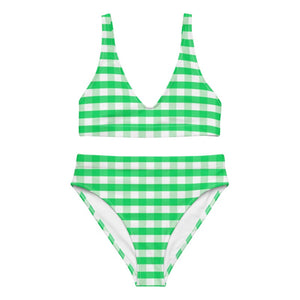 Checked high-waisted bikini Green 2 gingham plaid