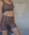 Checkered Bike Shorts Brown and Black Yoga-to-swim | peace-lover