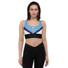 Color block sports bra - blue, grey, red and lime green - fitness performance bra