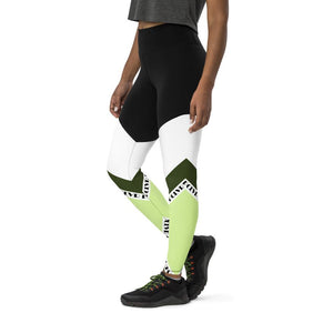 compression leggings color block lime green - 11- gym leggings with pocket
