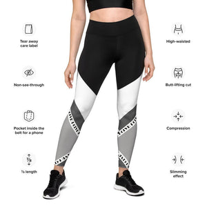 compression leggings color block grey - 9- gym leggings with pocket