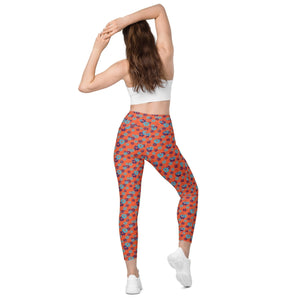 Floral Leggings with pockets - Orange Daisies 12