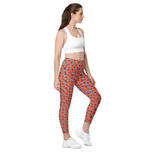 Floral Leggings with pockets - Orange Daisies 19