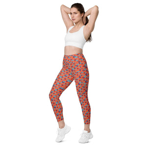 Floral Leggings with pockets - Orange Daisies 9