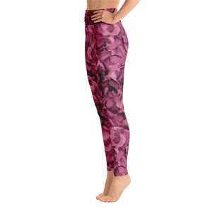Floral Yoga Leggings - Grape