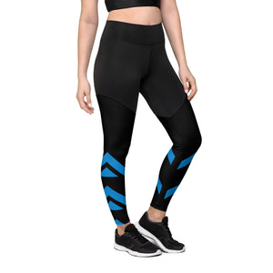 Gym Leggings Black and Neon Blue | peace-lover