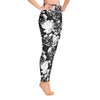 Printed Yoga Pants - Black and White Floral - 2