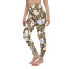 Boho yoga pants retro floral brown - 1