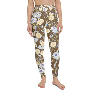 Boho yoga pants retro floral brown - 3
