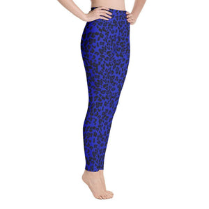 Blue Leopard Leggings Neon Yoga Pants - 1
