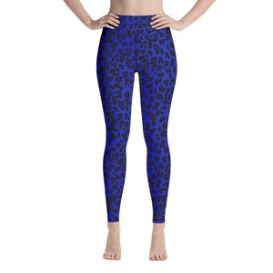 Blue Leopard Leggings Neon Yoga Pants - 3