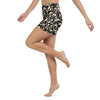 High waist Yoga to Swim Shorts Beige Paint | peace-lover