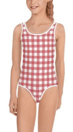Matching family swimsuits checkered red gingham - available separately | peace-lover