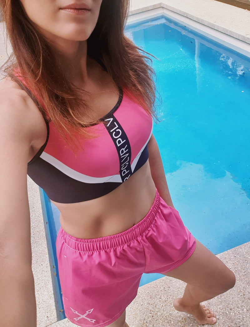 hot pink board shorts  for women neon pink swim shorts running shorts - 5