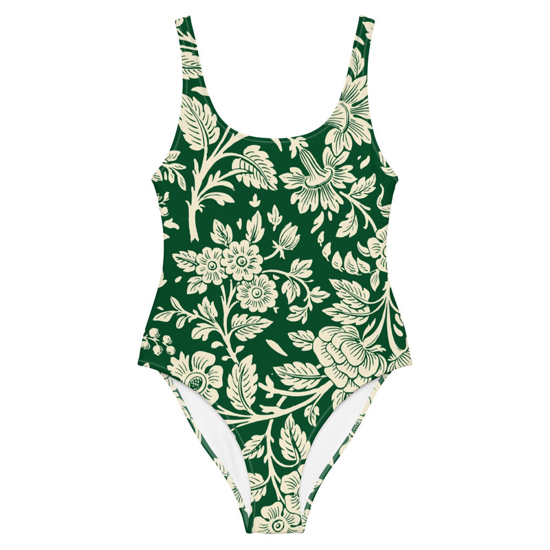 One Piece Swimsuit Emerald Green Floral | peace-lover