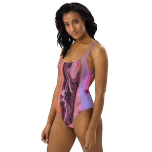 One-Piece Swimsuit Marble Purple and Brown | peace-lover