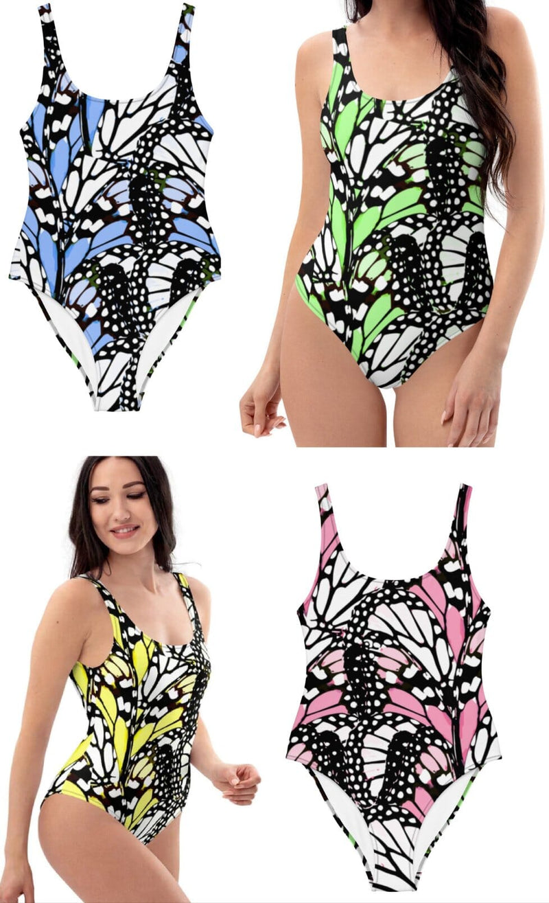 One-Piece Swimsuit Monarch Butterfly - in Blue, Green, Pink and Yellow | peace-lover