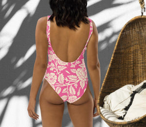 One Piece Swimsuit Pink Floral Antique | peace-lover
