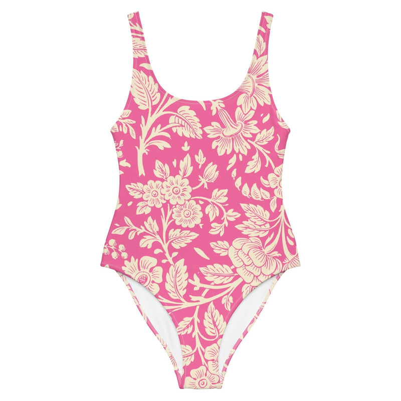 One Piece Swimsuit Pink Floral Antique | peace-lover