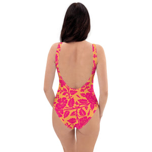 One Piece Swimsuit Yellow Floral Antique | peace-lover