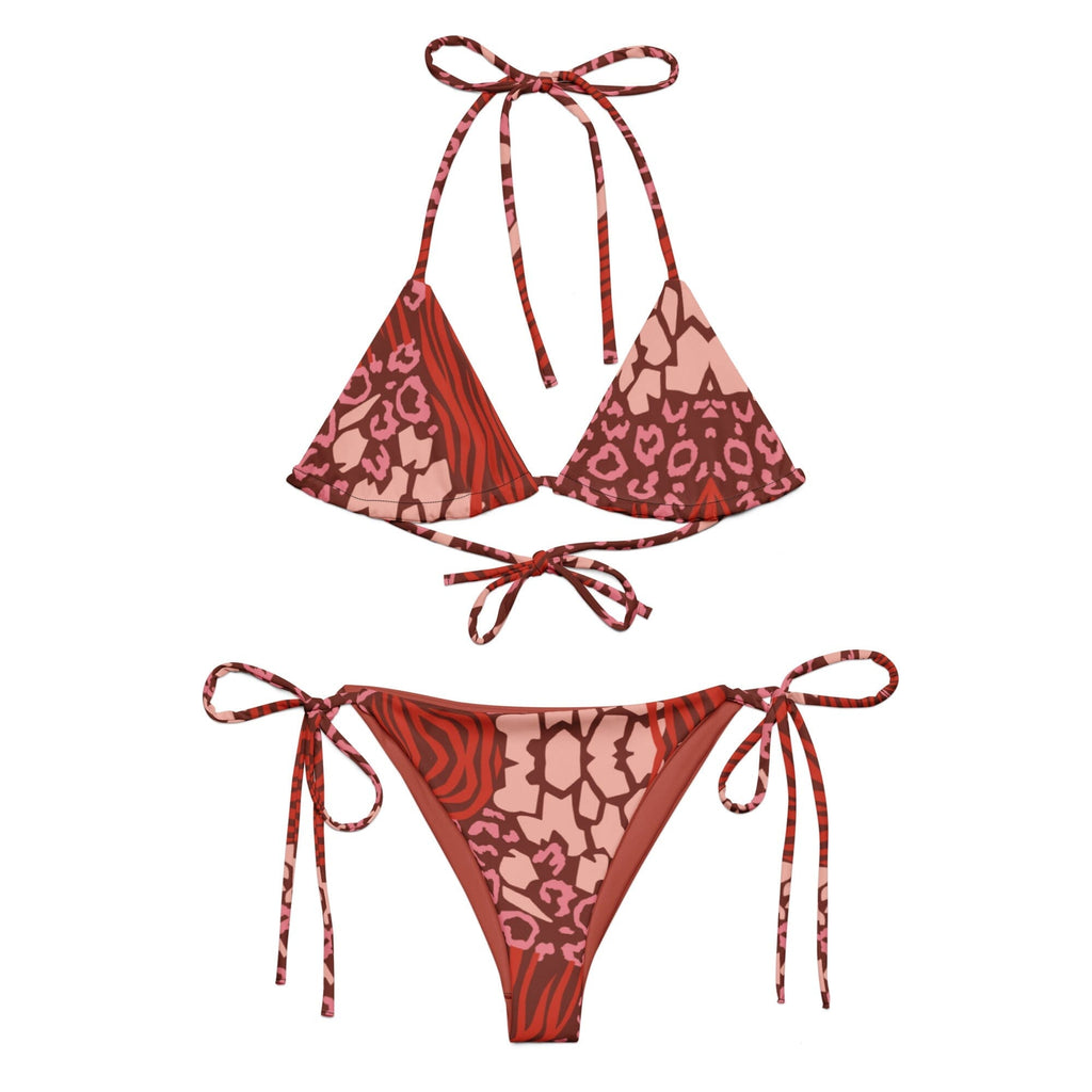 Patch print bikini red side-tie | peace-lover