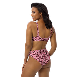 Pink leopard bikini High-waisted Recycled Bralette style | peace-lover