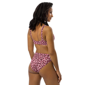 Pink leopard bikini High-waisted Recycled Bralette style | peace-lover