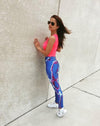 Printed Yoga Leggings - Pink & Blue Marble - Printed Leggings for Women