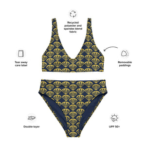 Shell bikini Navy and Gold high-waisted recycled | peace-lover