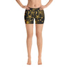biker shorts moon and stars black and gold print cosmic celestial - 1
