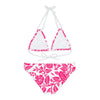 Strappy Bikini Set Antique Floral in Neon Pink | peace-lover