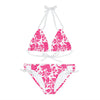 Strappy Bikini Set Antique Floral in Neon Pink | peace-lover