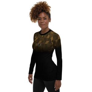 Womens black rash guard geometric surfsuit rashvest - 8