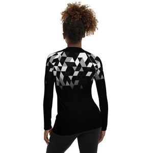 Womens black rash guard geometric surfsuit rashvest - 3