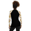 Women's black rash guard with printed sleeves floral - 3