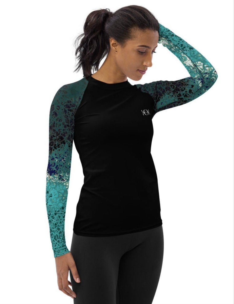 BJJ rash guard for women ocean wave print long sleeves - 3