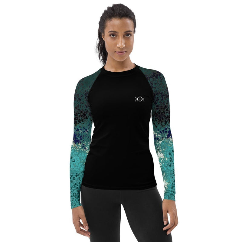 BJJ rash guard for women ocean wave print long sleeves - 2