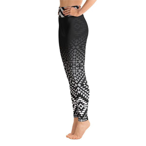 Aztec Yoga Pants black and white - patterned leggings - 1